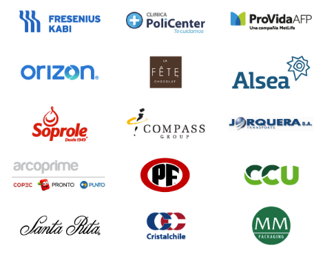 Clientes de MAS Consultores en consumo, logística y alimentación: Fresenius Kabi, Clínica PoliCenter, ProVida AFP, Orizon, La Fête Chocolat, Alsea, Soprole, Compass Group, Jorquera Transporte, Arcoprime (Copec, Pronto, Punto), PF Alimentos, CCU, Viña Santa Rita, Cristanchile y MM Packaging.